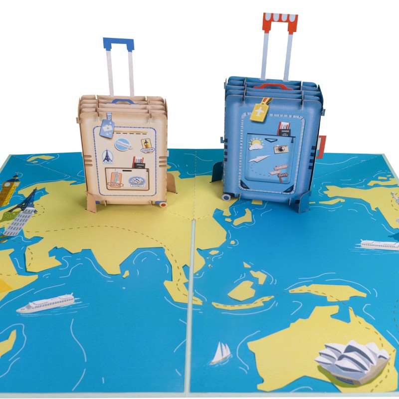Travel Suitcase Pop Up Card