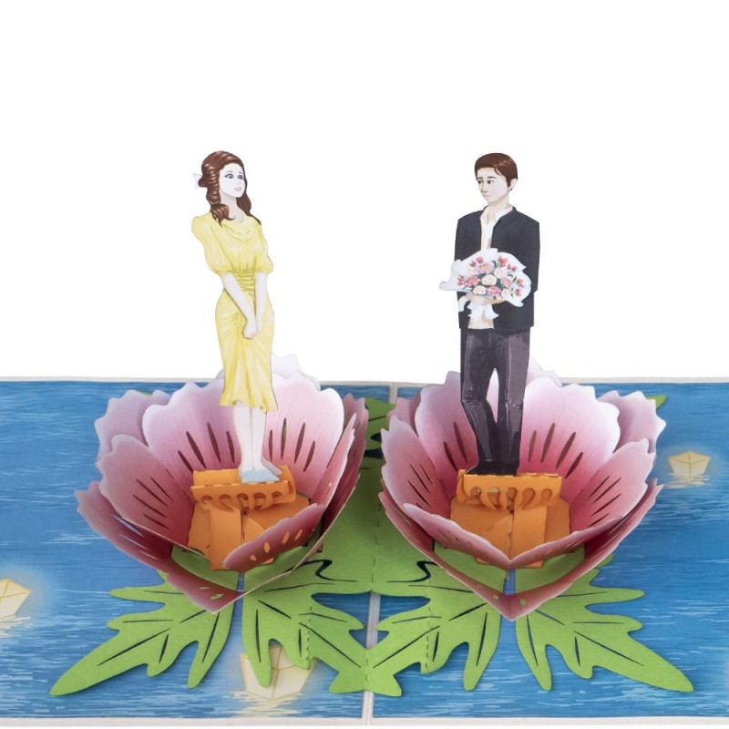 Couple and Flowers Pop Up Card