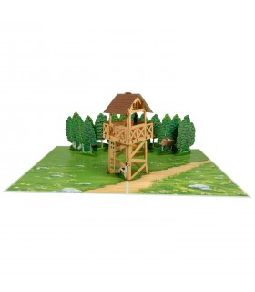 Jäger auf Hütte Pop Up Karte