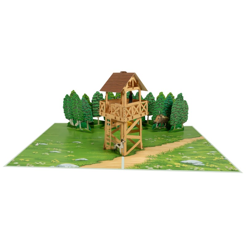 Jäger auf Hütte Pop Up Karte