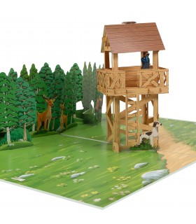 Hunter on Cabin Pop Up Card