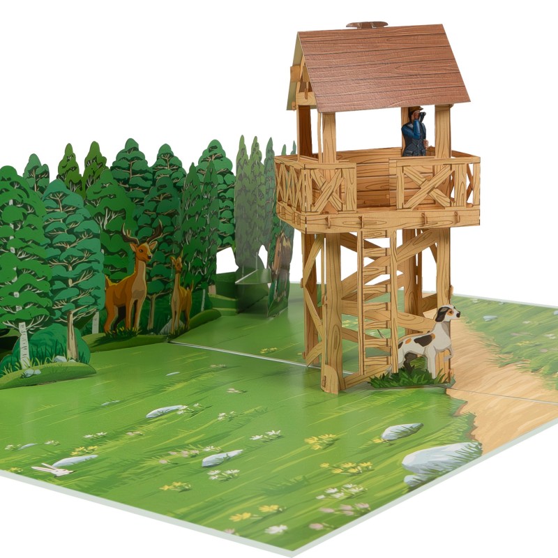 Jäger auf Hütte Pop Up Karte