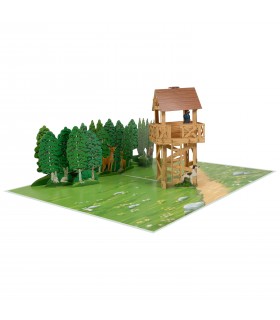 Jäger auf Hütte Pop Up Karte