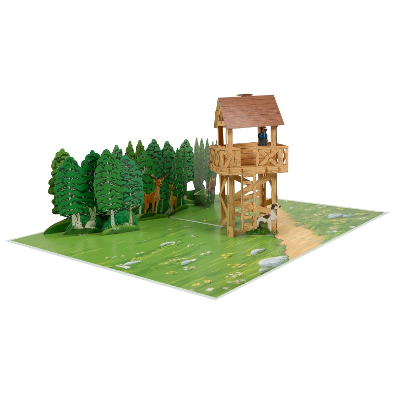 Jäger auf Hütte Pop Up Karte