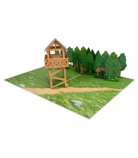 Jäger auf Hütte Pop Up Karte