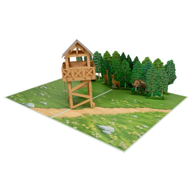 Jäger auf Hütte Pop Up Karte