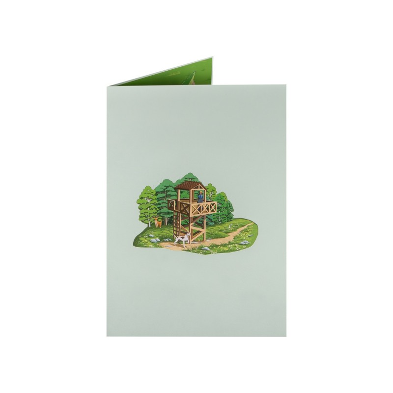 Jäger auf Hütte Pop Up Karte