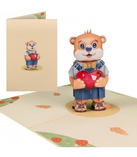 Bear and Hearts Pop Up Card