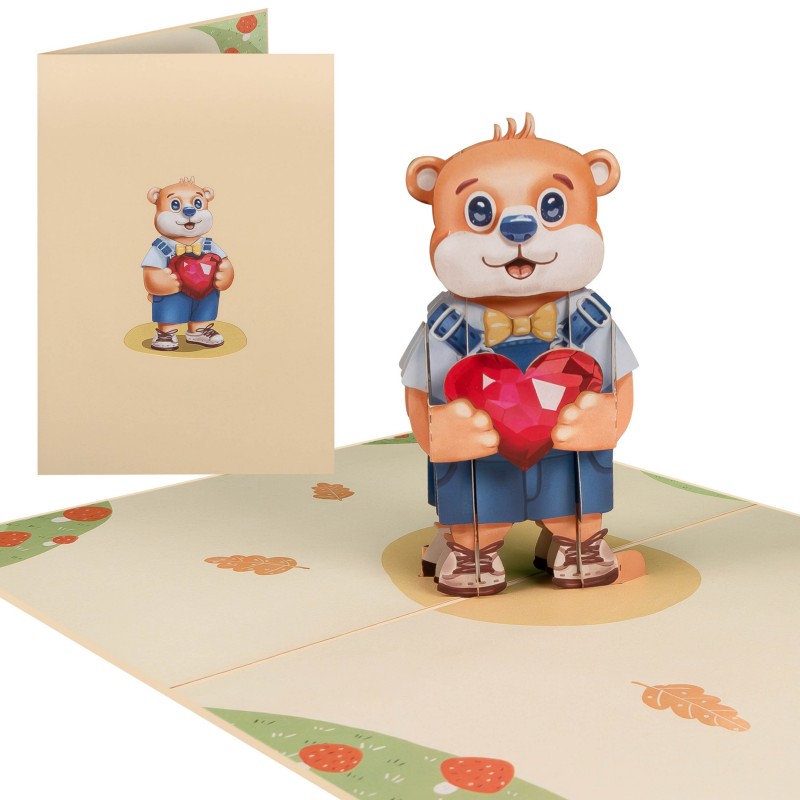 Bear and Hearts Pop Up Card