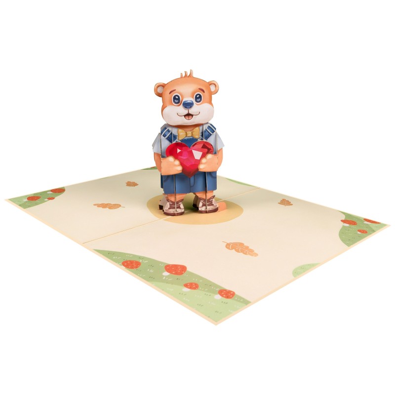 Bear and Hearts Pop Up Card