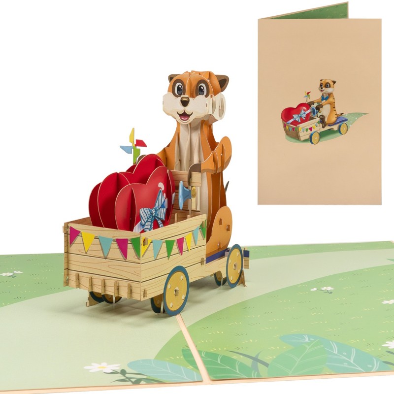 Meerkats and Hearts Pop Up Card