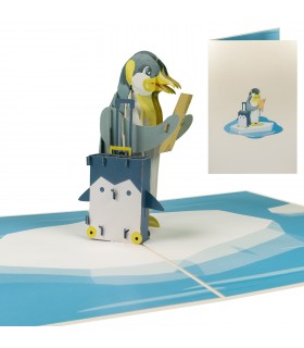 Penguin & Suitcase Pop Up Card