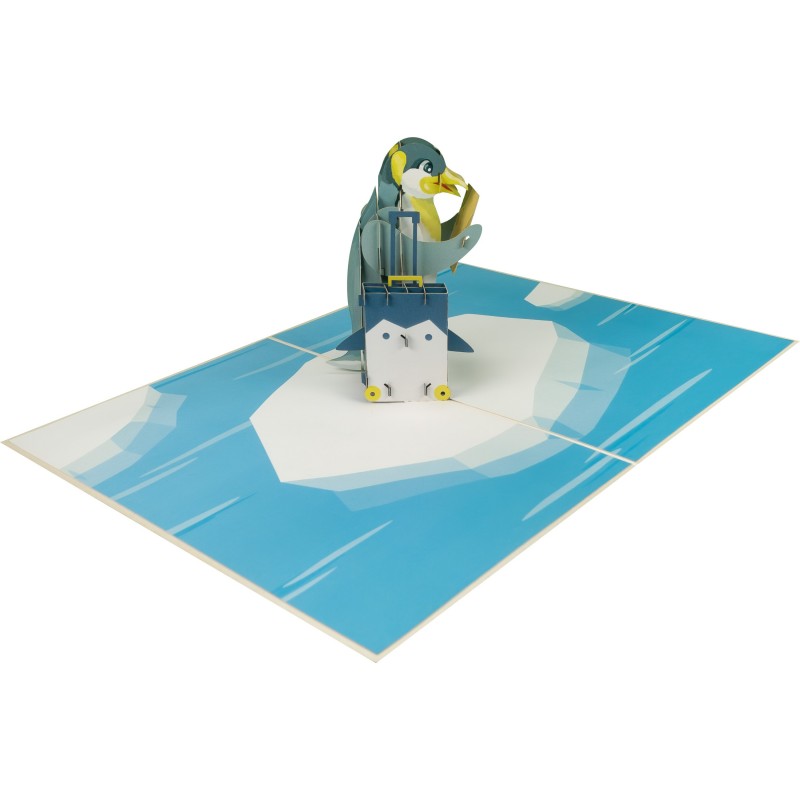 Penguin & Suitcase Pop Up Card