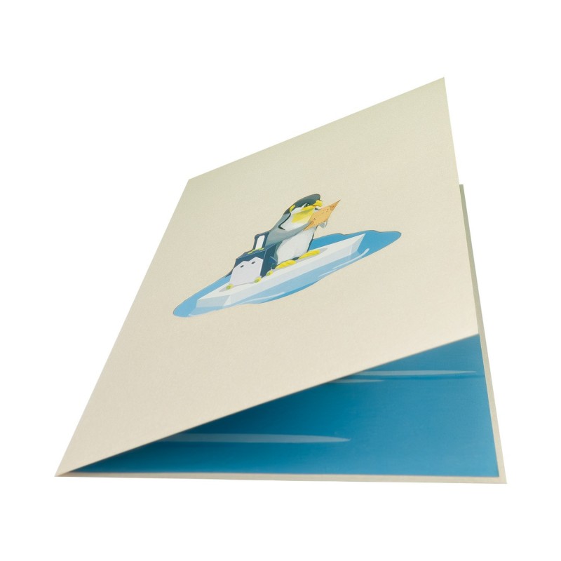 Penguin & Suitcase Pop Up Card