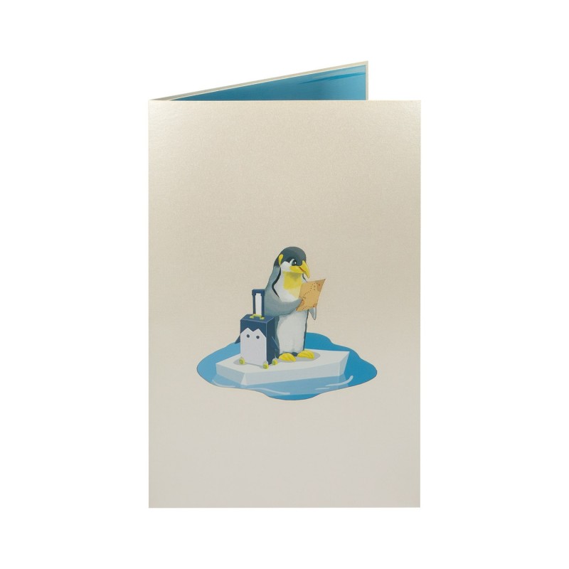 Penguin & Suitcase Pop Up Card