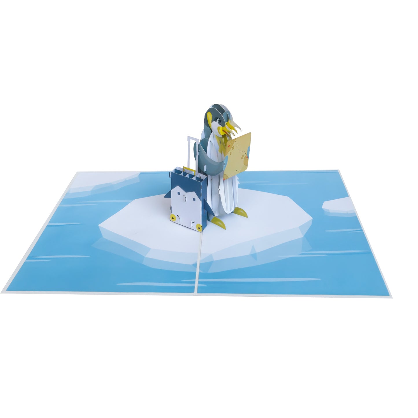Pinguin & Koffer Pop-Up Karte