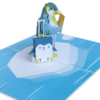 Pinguin & Koffer Pop-Up Karte