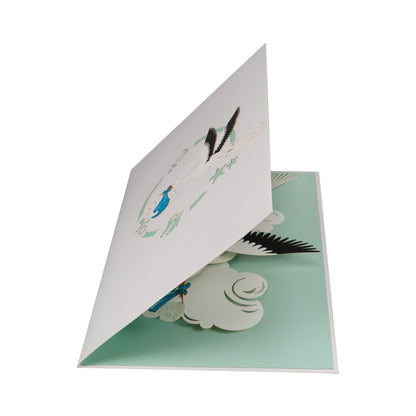 Baby Mädchen mit Storch  Pop-up-Karte
