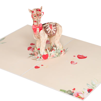 Llama und Herzen Pop-Up Karte