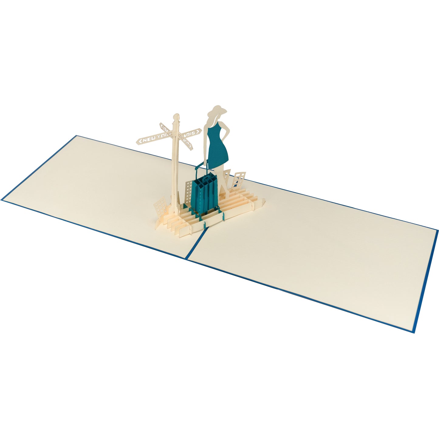Reisendes Mädchen Pop-Up Karte
