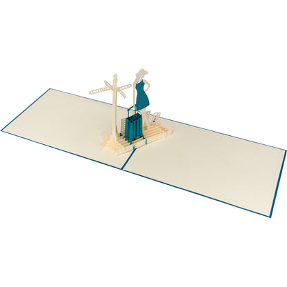 Reisendes Mädchen Pop-Up Karte