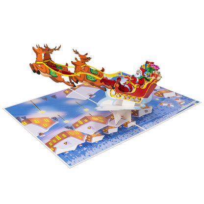 Fliegender Weihnachtsmann Pop Up Karte