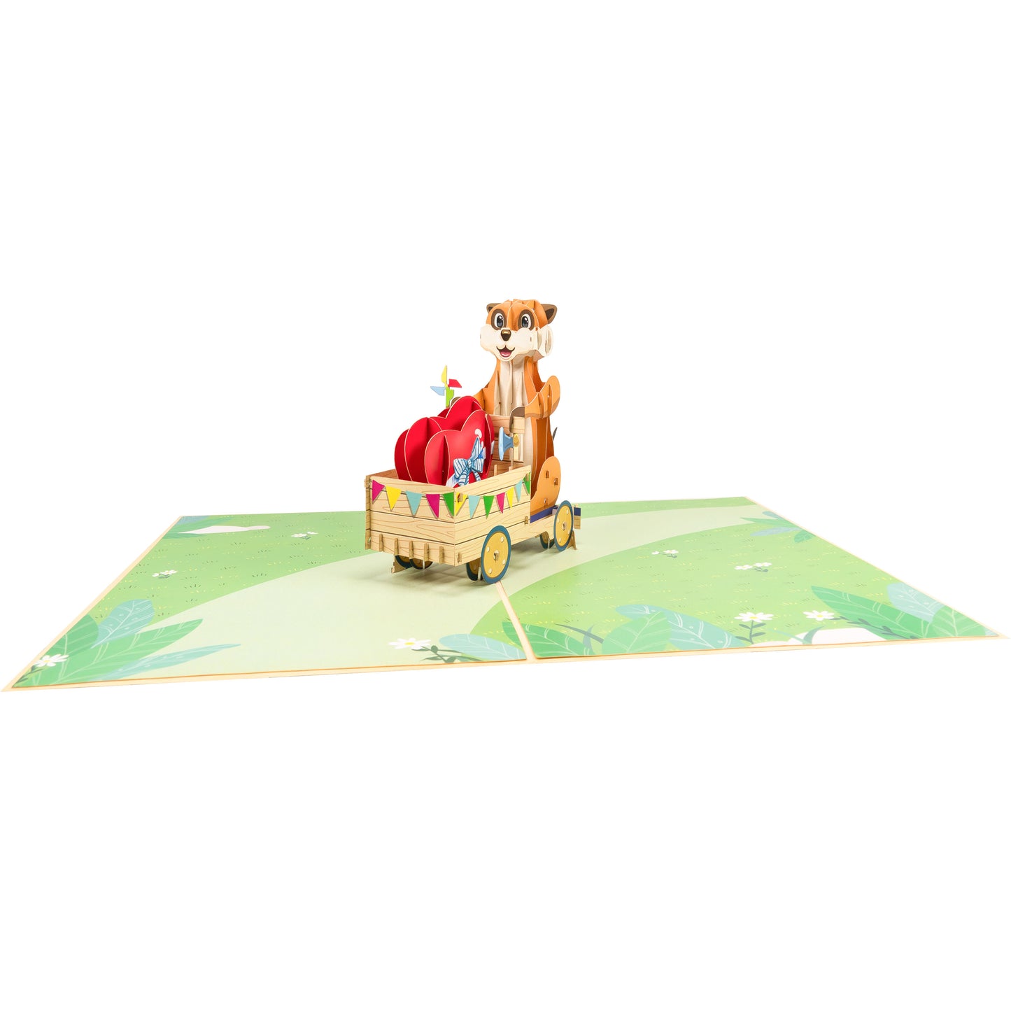 Erdmännchen und Herzen Pop-Up Karte