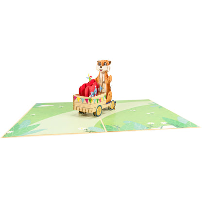 Erdmännchen und Herzen Pop-Up Karte
