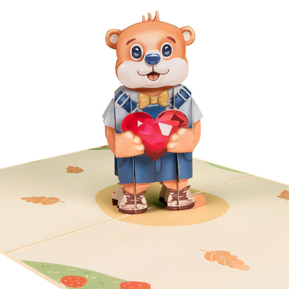 Bär und Herzen Pop-Up Karte
