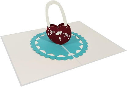 Herz-Liebesschloss Pop-Up Karte
