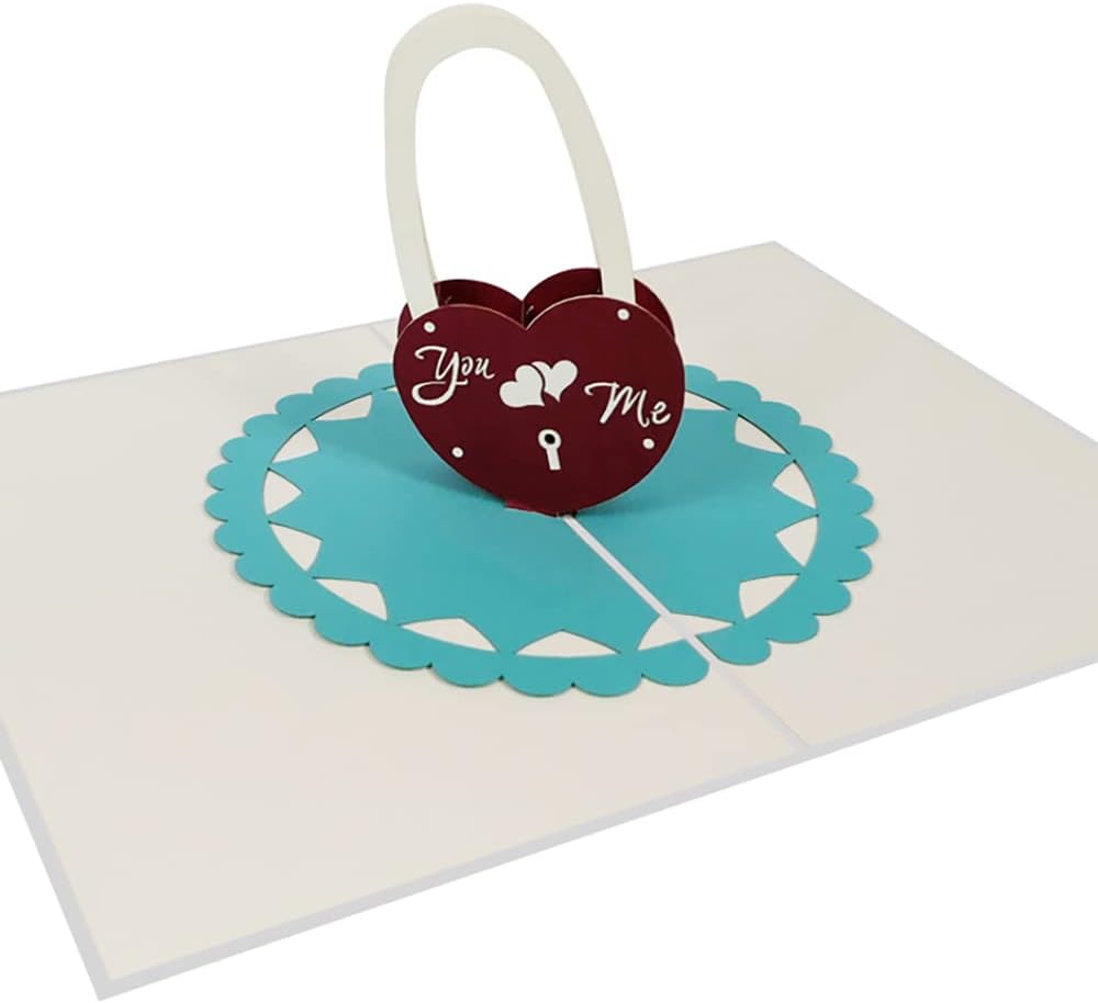 Herz-Liebesschloss Pop-Up Karte