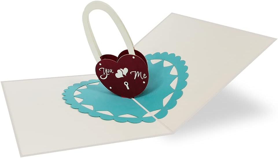 Herz-Liebesschloss Pop-Up Karte