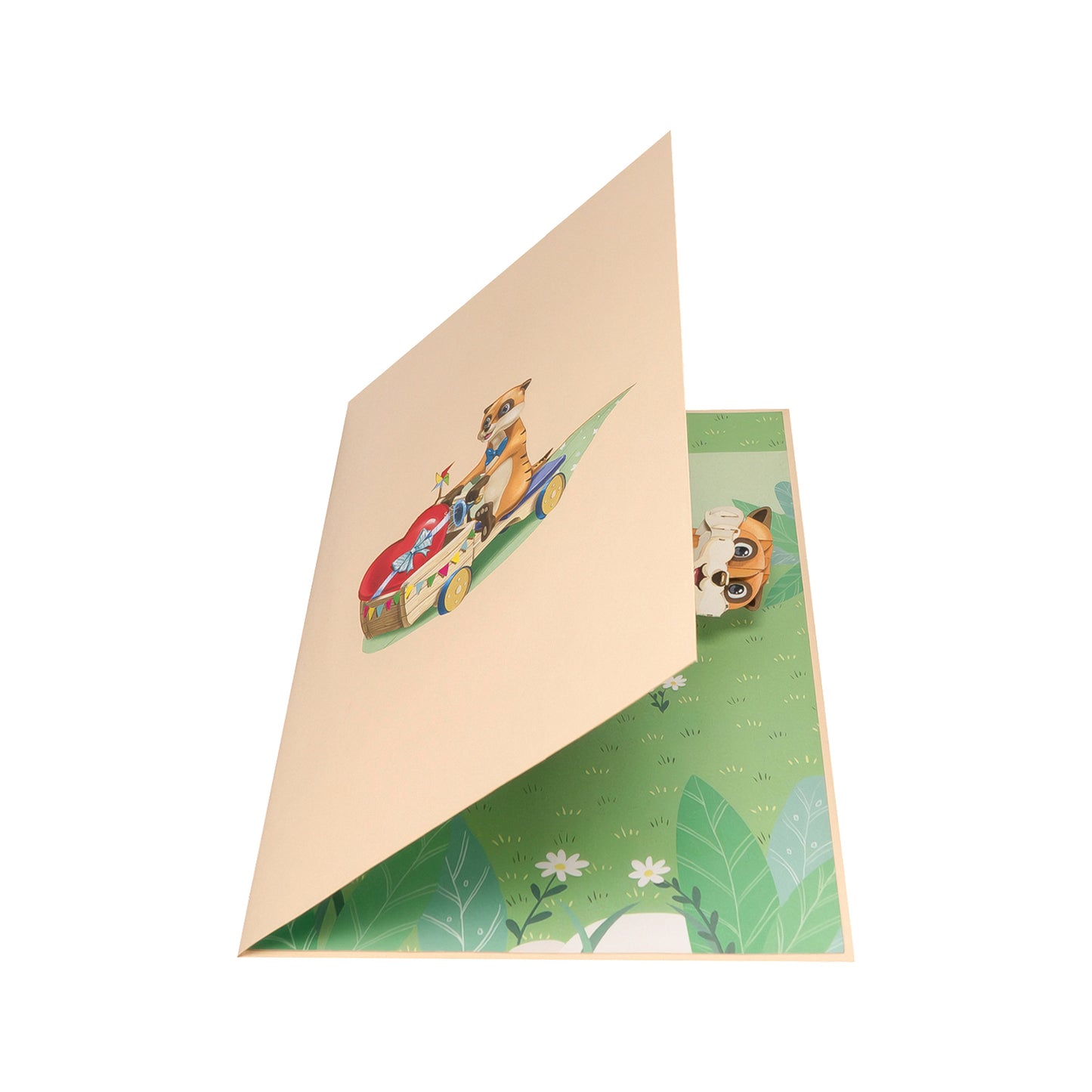 Erdmännchen und Herzen Pop-Up Karte