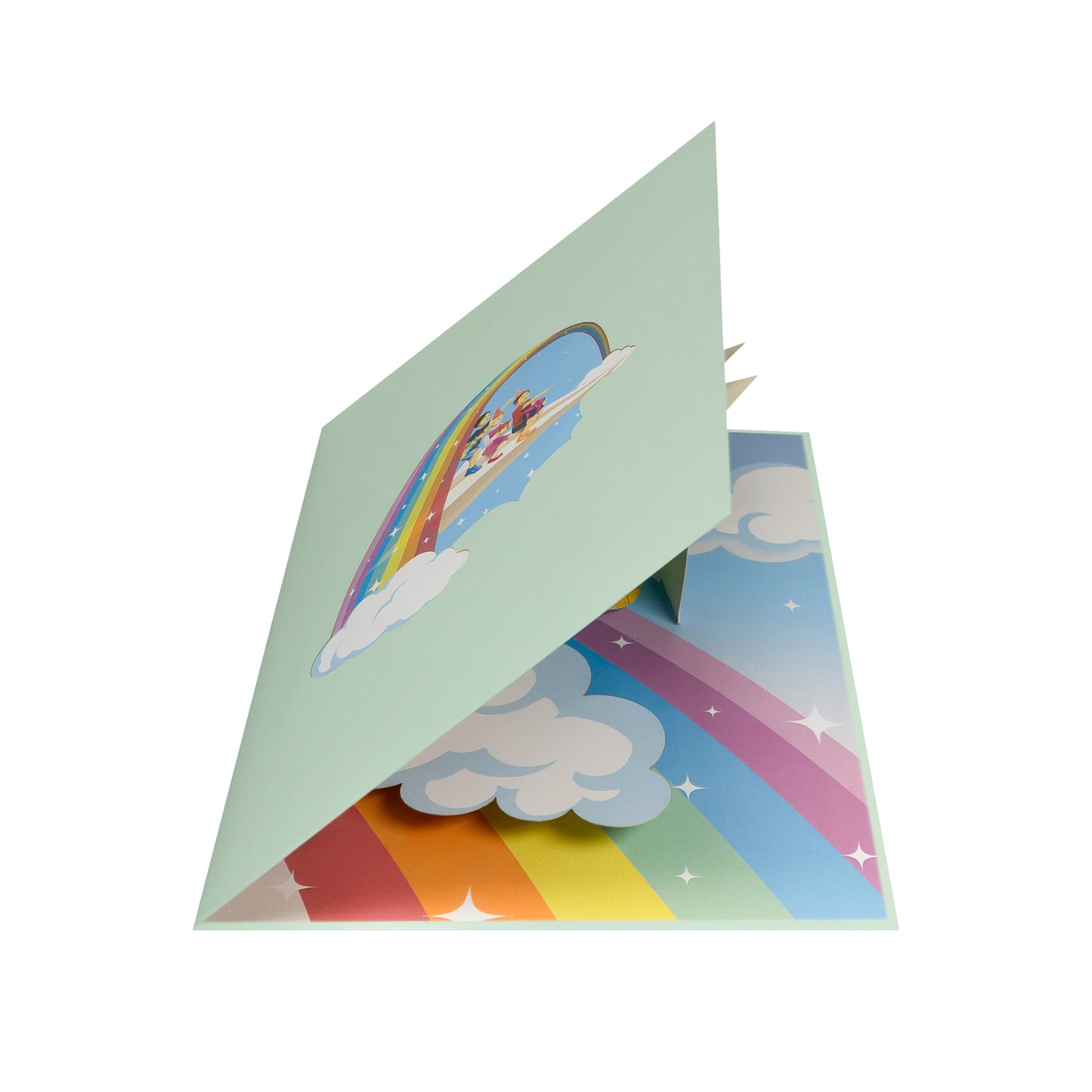 Kinder auf Papierflieger Pop-Up Karte