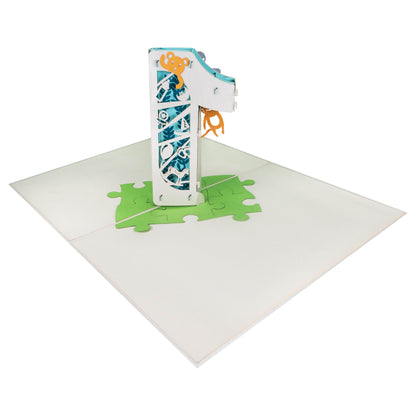 Die 3D Nummer 1 Pop-Up Karte (blau)