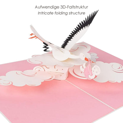 Baby Junge mit Storch – Pop-up-Karte