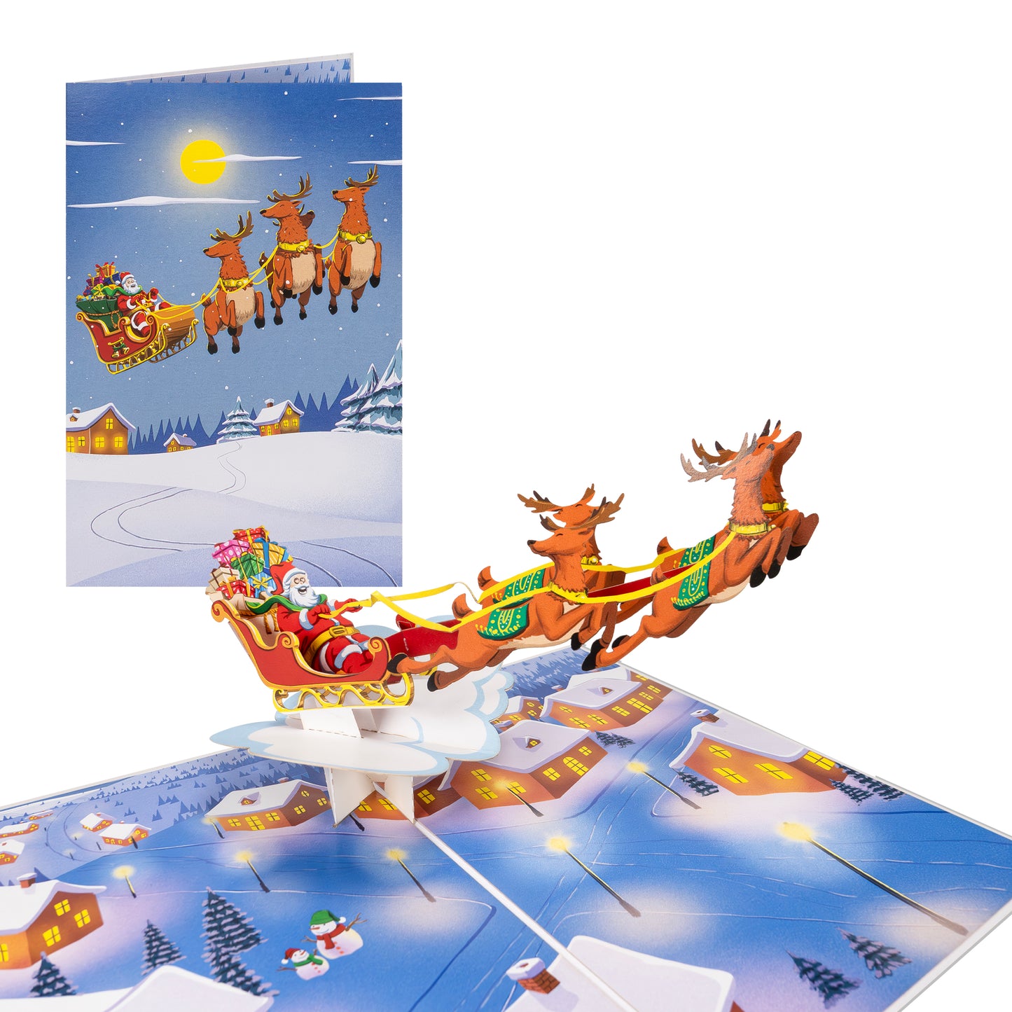 Fliegender Weihnachtsmann Pop Up Karte