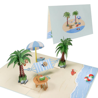 Hängematte und Palme Pop-Up Karte