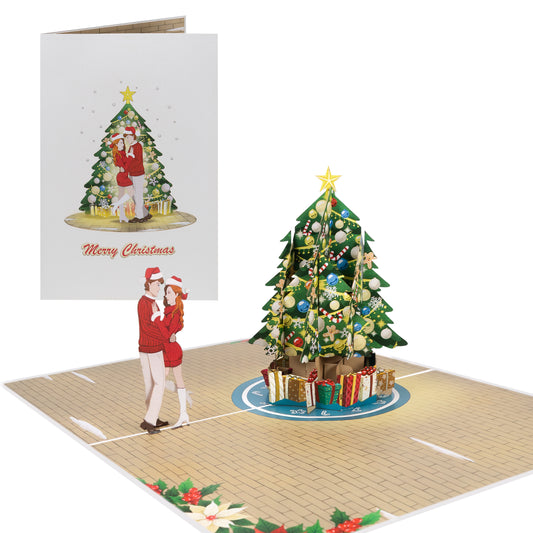 Weihnachtskarte - Paar & Tannenbaum