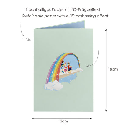Kinder auf Papierflieger Pop-Up Karte