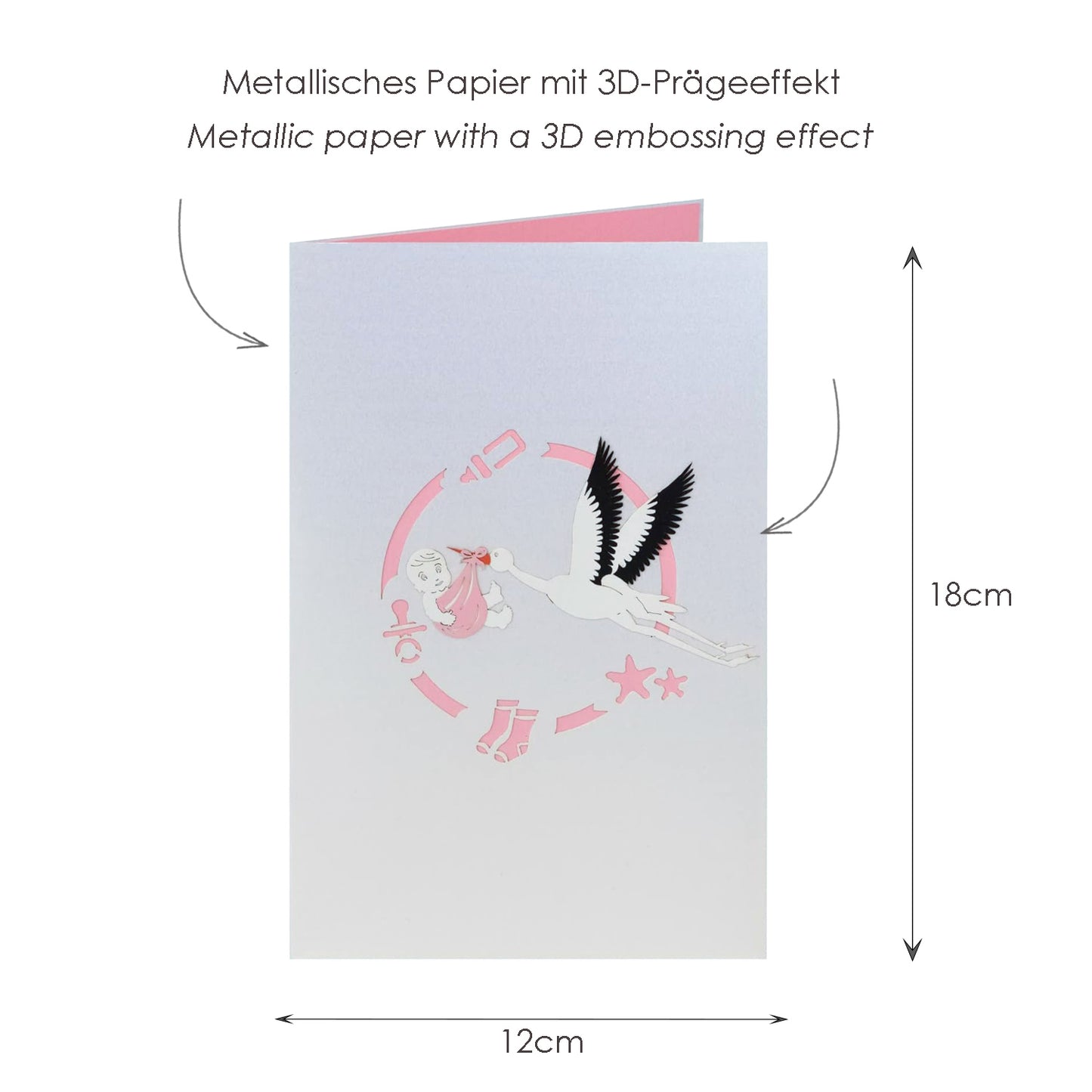 Baby Junge mit Storch – Pop-up-Karte