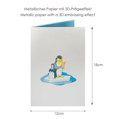 Pinguin & Koffer Pop-Up Karte