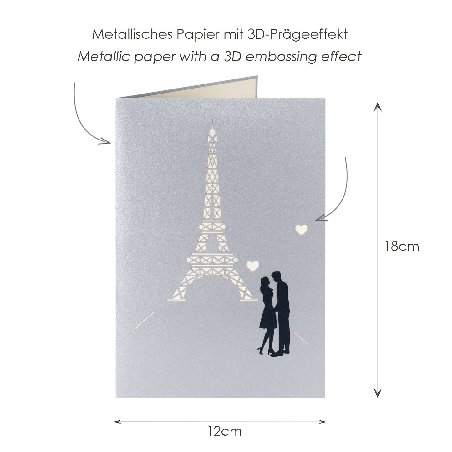 Paar und Eiffeltum Paris Pop-Up Karte