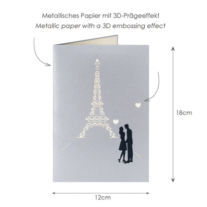 Paar und Eiffeltum Paris Pop-Up Karte