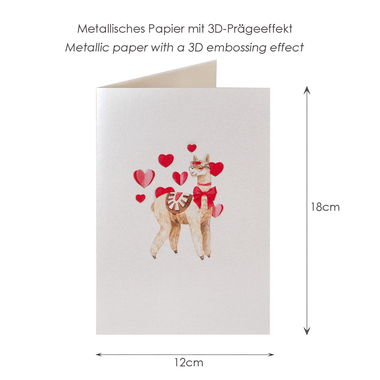 Llama und Herzen Pop-Up Karte
