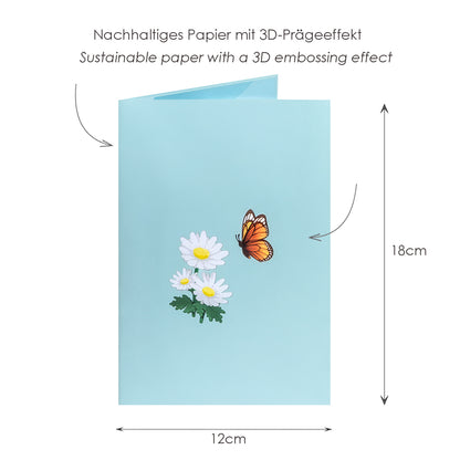 Schmetterlinge & Gänseblümchen Pop-Up Karte