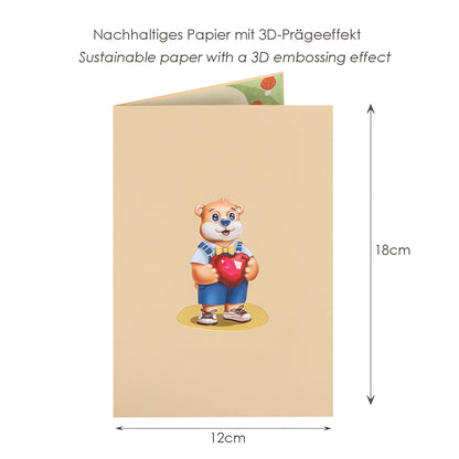 Bär und Herzen Pop-Up Karte
