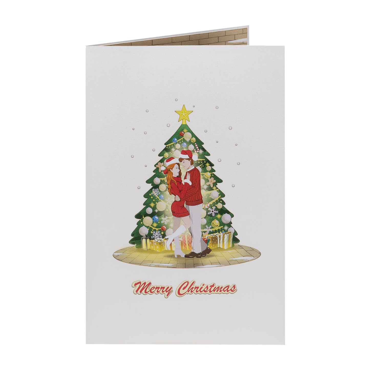 Weihnachtskarte - Paar & Tannenbaum