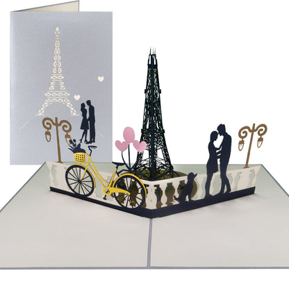 Paar und Eiffeltum Paris Pop-Up Karte