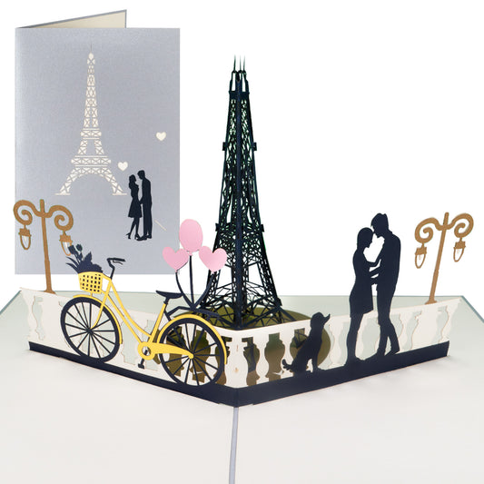 Paar und Eiffeltum Paris Pop-Up Karte
